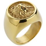 Mendes heren ring Leeuw Edelstaal Goudkleurig-21mm