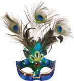 Merkloos Verkleed gezichtsmasker Venetiaans - pauw - dames - Blauw
