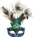 Merkloos Verkleed gezichtsmasker Venetiaans - pauw - dames - Blauw