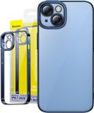 Baseus Glitter Clear Case En Gehard Glazen Beschermhoesset Voor Iphone 14 Plus (Blauw)