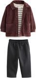Next Jongens 3-delige set met net jasje, top en broek - Burgundy Red