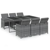 vidaXL 7-delige tuinset met kussens, polyrattan, grijs