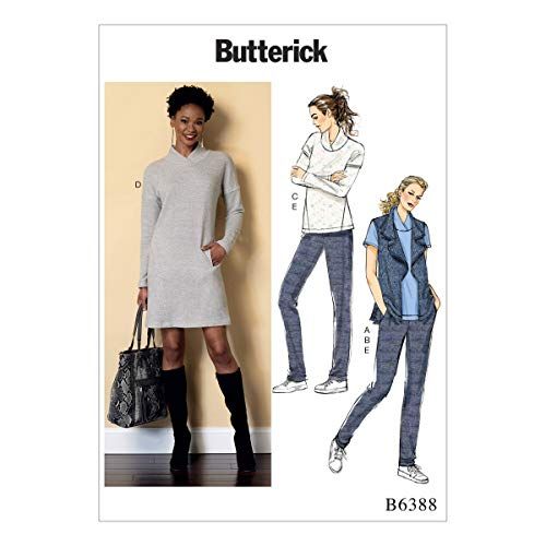 Butterick Patronen 6388 Y - Misses Vest, Top, Jurk en Broek - Maten XSM-MED
