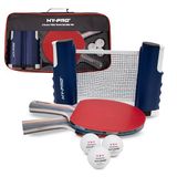 Hy-Pro Draagbare tafeltennisset, met uittrekbaar net tot 170 cm, 2 batjes, 3 ballen, draagtas, 3-sterrenballen, voor kinderen en volwassenen, binnen en buiten, tafeltennisset