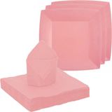 Santex Feest/Verjaardag Servies Set - 10x Gebaksbordjes/25x Servetten - Roze - Karton