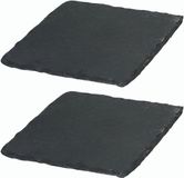 Novaliv Kalitec 2x Leisteen Bord - Vierkant - 20x20x0,5 cm - Zwart