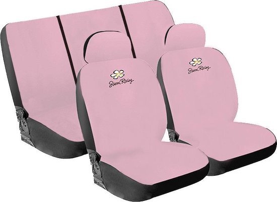 Simoni Racing Stoelhoezenset Daisy - Roze - 8-delig