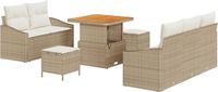 vidaXL Tuinbank Set 8-delig Beige Polyrattan