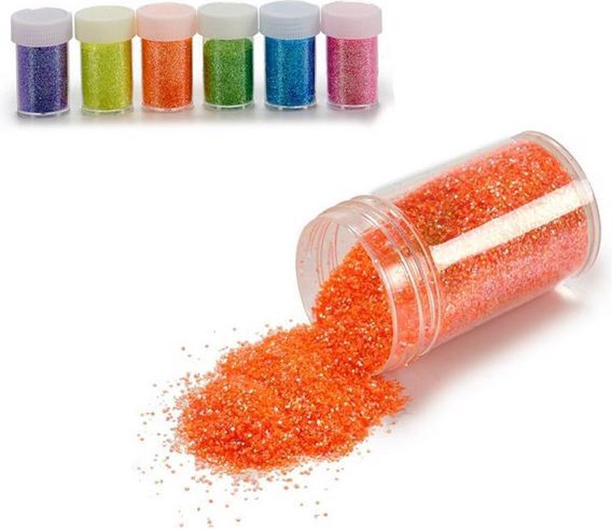 Pincello Glitter Pastel Set 6 stuks 12 gr blauw, geel, groen, oranje, roze, paars