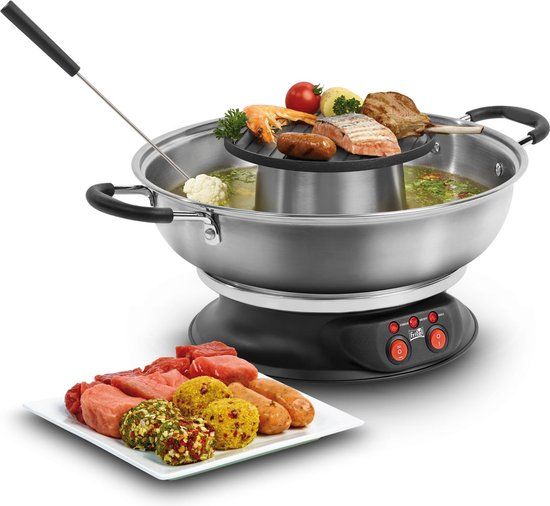 FRITEL Culinaire Fondue FG 2970 - Elektrische Fonduepan + Grill - 6 personen - Grijs