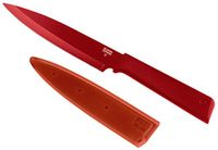KUHN RIKON COLORI+ universeel mes, recht lemmet met lemmetbescherming, anti-aanbaklaag, roestvrij staal, 23 cm, rood