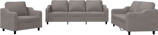 vidaXL 3-delige Loungeset met Kussens Stof Taupe