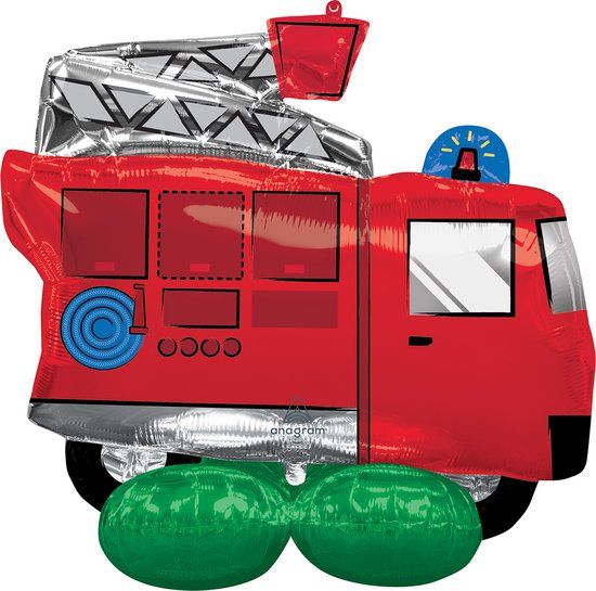 Amscan - Airloonz - Brandweerwagen Folieballon (106 x 88 cm)