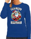 Bellatio Decorations Northpole Foute Kerst sweater / kersttrui roulette blauw voor dames - M