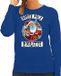 Bellatio Decorations Northpole Foute Kerst sweater / kersttrui roulette blauw voor dames - M