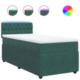 vidaXL Boxspringbed met matras, donkergroen, 80x200 cm, fluweel