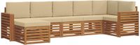 vidaXL Hoek loungeset 7-delig Acaciahout Natuurlijk en Beige