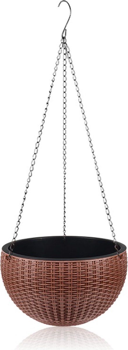 Spieringstore Hangpot Kunststof - Bloempot hangend - Binnen & Buiten - Plantenhanger - Incl. Afvoerstop - 26 cm - Bruin