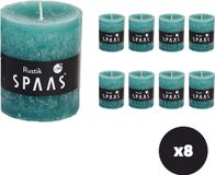 Spaas Rustieke geurloze cilinderkaars hoogte 8cm, ± 30 uur - Smaragdgroen