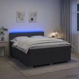 vidaXL Boxspringbed met matras, donkergrijs, 140 x 200 cm