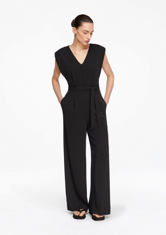 comma s.Oliver Jurk Zwart Lange Mouw V-hals Polyester Maat 38
