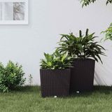 vidaXL Plantenbak met uitneembare bak rattan-look 21/32 l pp bruin