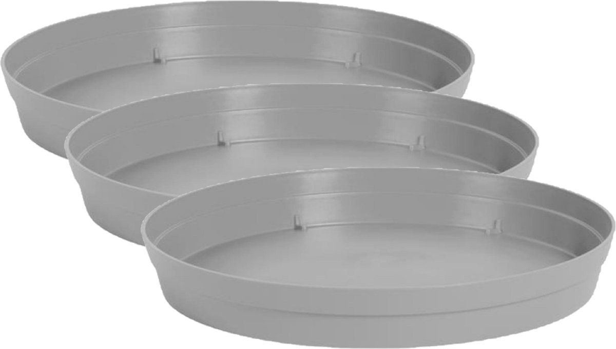 EDA Toscane bloempot onderschalen grijs 23 cm - 3 stuks