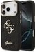 Guess PU Fixed Glitter 4G Metal Frame Backcover - Geschikt voor iPhone 17 Pro - Zwart
