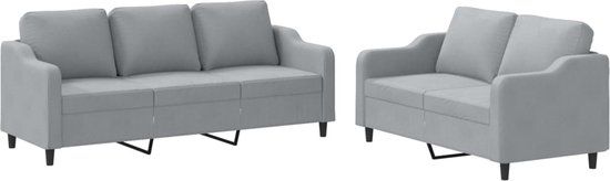 vidaXL 2-delige Loungeset met kussens stof lichtgrijs
