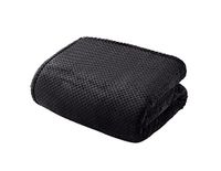 Sleepdown Luxe wafel fleece zwarte plaid over bank super zachte warme gezellige honingraat bed deken sprei - 150 cm x 200 cm