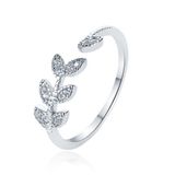LGT JWLS Lookinggoodtoday Verstelbare Dames Eternity Ring met Leafs - Koper/Zilver met Zirkonia Steentjes