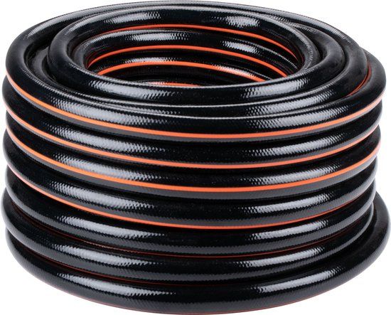 BLACK+DECKER Tuinslang 15 Meter - 19MM - Duurzaam PVC - Tuin Besproeien, Auto Wassen, Zwembad Vullen - Past op Elke Standaard Kraan - Zwart/Oranje