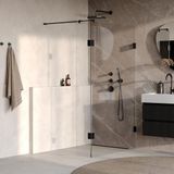 Brauer Void - Inloopdouche - Helder Glas - 110 x 200 cm - met Zijwand 30 cm - incl. Glascoating - Mat Zwart