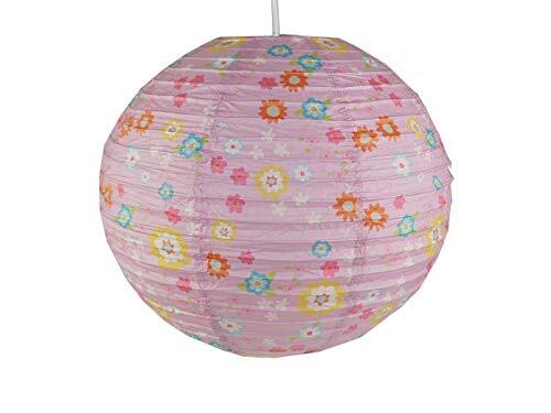 Niermann Papieren lamp voor de kinderkamer - lampenkap met bloemen patroon - hanglamp met ophanging