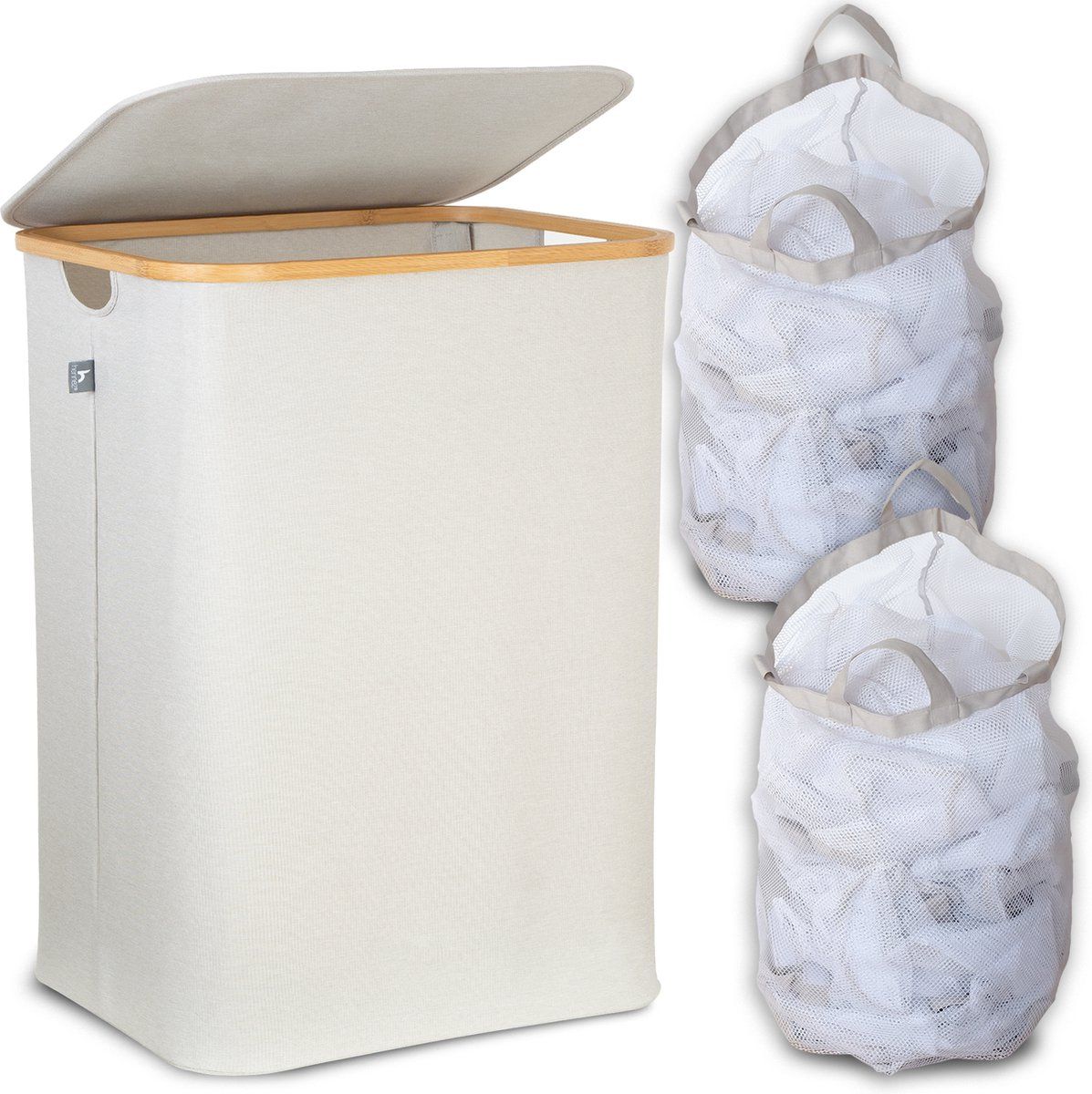 Hennez Wasmand met deksel 140L - wasmand beige