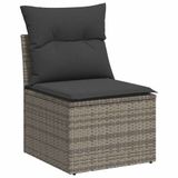 vidaXL 6-delige Loungeset met Kussens, Poly Rattan, Grijs