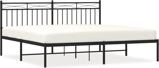 vidaXL Bedframe met hoofdbord metaal zwart 180x200 cm