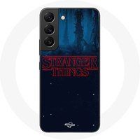 Maniacase Hoesje voor Samsung Galaxy S22 Stranger Things logo blauwe achtergrond van seizoen 2