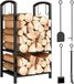 Outsunny Porte-bûches pour cheminée - Métal - 40x30x75cm - Noir