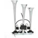 Klaxon pneumatique à 3 trompettes, 6 tonalités, chromé, 305/342/385 x 79 mm, 12 V/24 V CC, pour voitures de sport, camions et yachts.