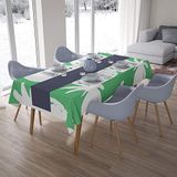 Bonamaison Tafelkleed, Anti-Mold, Sneldrogend, Waterdicht, 100% Polyester Tafellaken, Petroleum Groen, Wit, 140 x 200 Cm