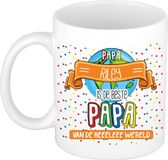 Bellatio Decorations Naam mok papa Riley - wit - de beste - keramiek - 300 ml - Vaderdag - cadeau