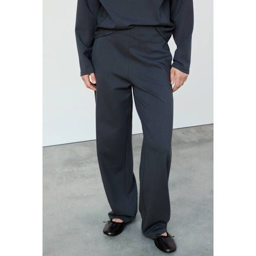 Mango wide leg broek - grijsblauw