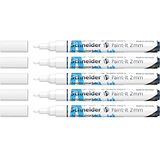 Schneider Paint-It Acrylstiften (met 2 mm ronde punt, hoogdekkende acrylverf voor hout, canvas, steen en nog veel meer), 5-pack, wit