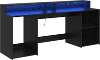 vidaXL Bureau met opbergruimte, zwart eiken, 200 x 55 x 91 cm