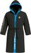 CRESSI Microfiber Bathrobe - Men's and Women's, Soft, 100% Quick Drying, Pockets, Hood and Belt, for the Gym, Pool, Beach, Home and Travel - Black/Light Blue - L/2XL