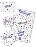 Ticky-Tacky Geschenkset met harten, kaart + spiegel + magnetische versie hartjes, cadeau voor de lerares, het kindermeisje.