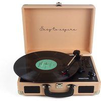 PRIXTON VC400 Vinyl Platenspeler, Vintage Vinylplatenspeler en Muziekspeler via Bluetooth en USB, 2 Geïntegreerde Luidsprekers, Kofferdesign, Kleur Peach