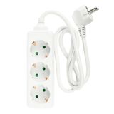 Benson Stekkerdoos - 3-voudig - randaarde (RA) - wit - 1 meter kabel - verlengsnoer