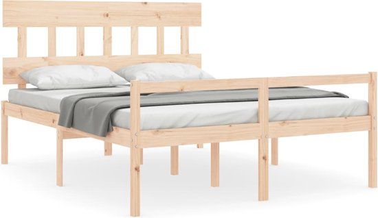 vidaXL Seniorenbed met hoofdbord massief hout 160x200 cm